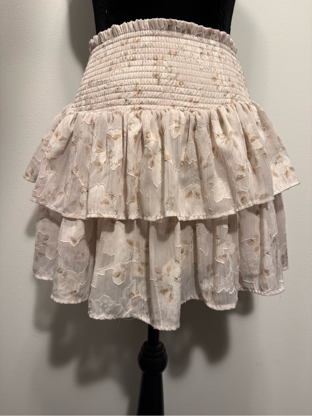 Altar'd State Cream Tiered Lace Skirt